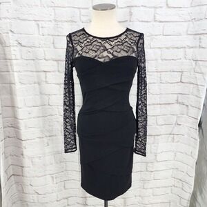 WHBM Lace Cocktail Dress Sheer Gothic Black Tie Dark Romance Gala Night Out 4